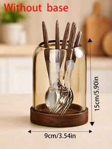 Exquisite Affordable Luxury Amber Glass Chopstick Holder, Dust-Proof Design, Fashionable Kitchen Utensil Storage Container, Suitable For Knives, Forks, Spoons, Ideal For Home Kitchen, Dining Table And Restaurant - View 13