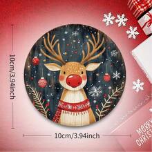 6PCS Christmas Reindeer Wooden Coaster Set - Perfect Choice For Holiday Table Decor And Gifts, Suitable For Home Decor, Coffee Shop, Afternoon Tea, Restaurant Decor, Themed Party, Daily Decoration, Also Can Be Given As Christmas Gift - Multicolor - View 4