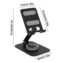 Foldable 360° Rotating Metal Desktop Phone Stand, Adjustable Angle Anti-Slip Portable Phone Holder, Minimalist Style Desktop Phone Stand For Home And Office - Black - View 2