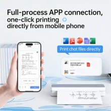 HPRT MT610 Portable Wireless Printer, Mini Bluetooth Wireless A4 Thermal Paper Printer, Portable Small Printer, Compatible With IOS, Android, And Laptop, Inkless Black And White, For Students, Home, And Office - Greyish White - View 3