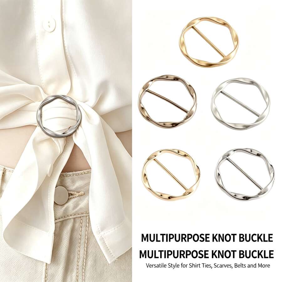1/3/5pcs Multi Functional Alloy Buckle Set - Versatile, Matching, Can Shorten Length, Can Knot, Suitable For Scarves, Belts, Waistbands, And T-Shirts, Casual Style, Autumn Decoration - Multicolor - View 1