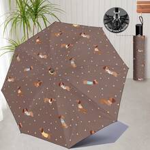 New Animal Print Pattern Umbrella, Peacock, Dragonfly, Dog, Butterfly Print Pattern Sun And Rain Umbrella, Outdoor Travel Sunshade Umbrella, Dual-Use Lightweight And Portable, Gift For Nature And Animal Lovers, Gift Umbrella, Decorative Umbrella. - Black - View 6