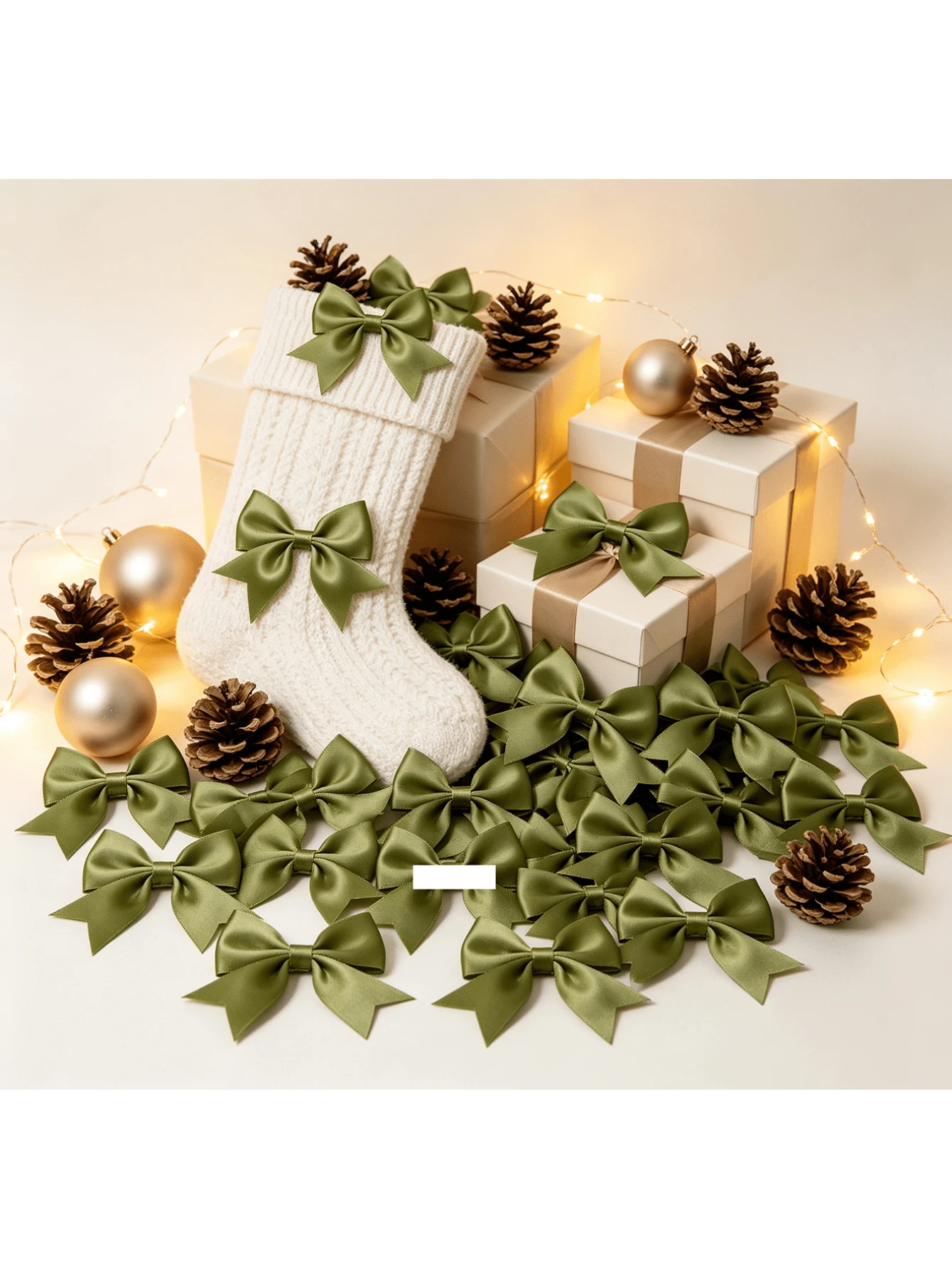 Self‑Adhesive Olive Green Satin Mini Bows 36PCS Fabric Bow Knot For Gift Wrapping Birthday Party Table Setting Wedding Invitation Envelope Decor - Multiple Styles - View 1