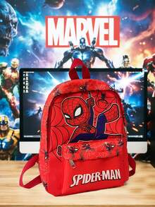 asmodee Marvel Spider-Man All-Over Print Casual Backpack, Bold Spider Mask Front Graphic Daily Bag, Full Print Spider-Man And Cobweb Pattern, Adjustable Thickened Shoulder Straps - Multicolor - View 6
