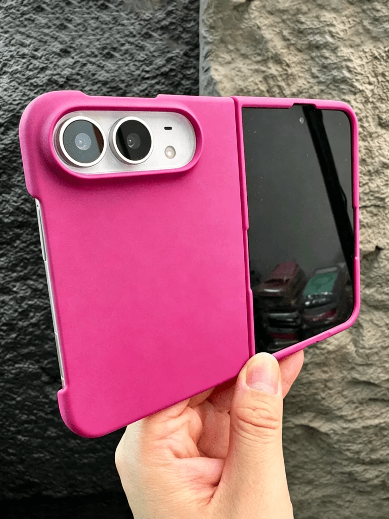 時尚螢光色硬質 PC 磨砂手機殼，適用於 iPhone Duo Fold，簡約純色保護後蓋