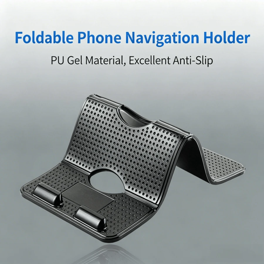 Multi-Functional Nano Traceless Removable Adhesive Porous Foldable Car Phone Holder, Non-Slip Phone Adhesive Pad, Car Dashboard Navigation Bracket, Foldable Multi-Angle Adjustable, No Drilling, Stable And Non-Slip, Universal Phone
