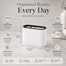 1pc Ribbed Toothbrush Holder, 2-Compartment Bathroom Countertop Storage Box, Suitable For Toothbrush And Toothpaste - Multicolor - View 4