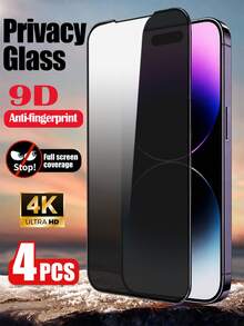 CASECOPS 4片裝 9D 鋼化玻璃防窺螢幕保護貼，相容 iPhone 18 Pro Max/18 Pro/17 Pro Max/17 Pro/17 Air/17/17e/16 Pro Max/16 Pro/16e/15 Pro Max/14/13 Mini/12/11/X 全系列手機，全螢幕覆蓋，無縫支援動態島功能，防偷窺、9H 硬度、防刮、防震、防摔、觸感順滑、防指紋，必備日常手機保護配件 - 4片 - 查看 8
