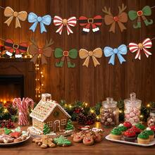 2pcs Christmas Bow Ribbons Gingerbread Man Snowman Candy Santa Claus Reindeer Elf Christmas Decorations Room Decorations Fireplace Decorations Christmas Home Decor - Multicolor - View 5