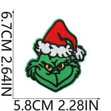 The Grinch 1 Set 12 Pcs Patch Bordir Kain Motif Monster Hijau untuk Dekorasi Natal, Stiker Patch Pohon Natal, Label Bordir Hadiah DIY - A - View 6