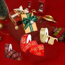 2 Rolls Of Christmas Gift Packaging Ribbon - Gift Box Decoration - Flower Cake Decoration Ribbon - DIY Holiday Bow And Christmas Tree Decoration, Multifunctional Santa Claus Gift Box Packaging Decoration Ribbon (1800in/4572cm) - View 4