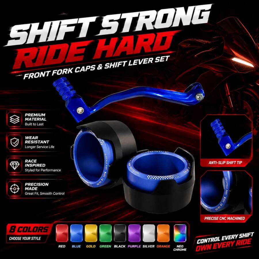 2-In-1 Motorcycle Crash Protection Kit: CNC Aluminum Alloy Gear Shift Lever And Front Fork Sliders, Anti-Fall Gear Shift Lever And Hub Protection, Suitable For CRF KLX Dirt Bikes - A - View 1