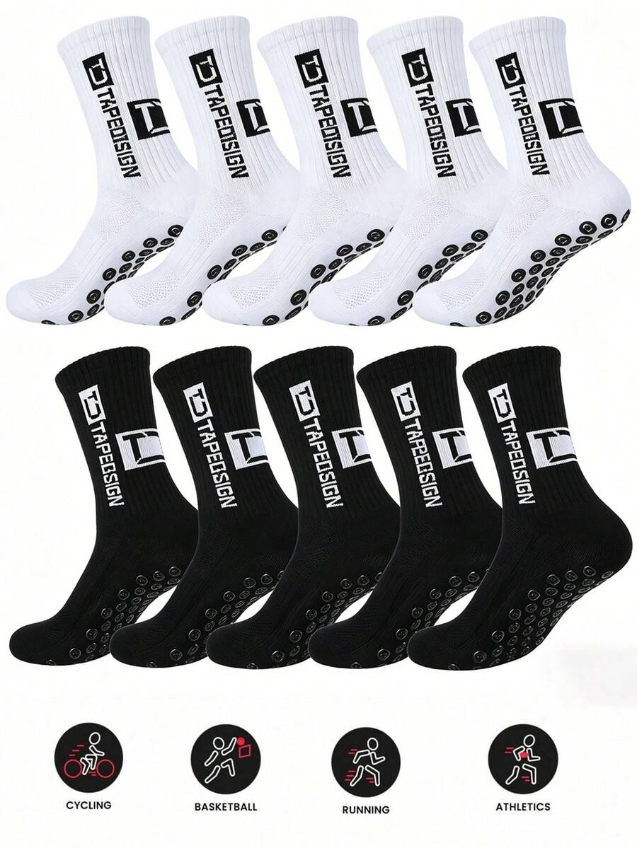 5 Pairs/10 Pairs Men's Non-Slip Rubber Sole Soccer Socks Sports Socks 2 Packs/4 Packs/6 Packs/8 Packs/10 Packs/20 Packs/30 Packs - Multicolor - View 1