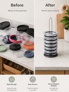 1PC No-Drill Kitchen Lid Organizer, Vertical Cup Lid Storage Rack For Tumbler Lids, Glass Cup Lids And Pot Lids, Space-Saving Countertop Organizer Stand, Compact Lid Holder For Kitchen Cabinets, Counters, Pantry And Home Storage, Easy Access - Multicolor - View 9