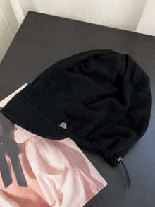 1pc Women's Corduroy Knit Hat, Slouchy Newsboy Cap With Adjustable Drawcord, Ribbed Texture, Warm Fall Winter Streetwear For Travel - A - View 6