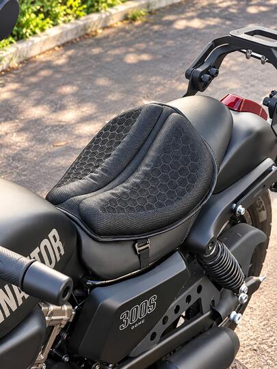Almofada de Assento de Motocicleta, Almofada de Assento de Gel TPE Favo de Mel 3D Universal, Almofada de Sela de Motocicleta em Formato de Pétala Respirável com Canal de Ar Central e Tiras Ajustáveis, Design Absorvedor de Choque e Aliviador de Pressão para Viagens de Longa Distância, Adequado para Cruisers, Scooters, Motos de Turismo