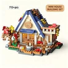717pcs Forest Theme Adult Building Blocks Set - Wooden House And Tree House Construction Toys, DIY Small Particle Scene Model, Includes Windmill And Trees - Multicolor - View 5