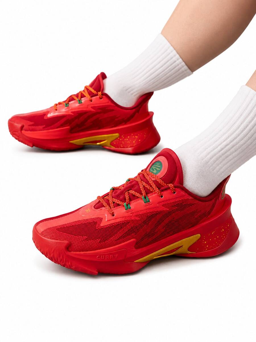 Under Armour Curry Performance Men's Basketball Shoes Mesh Anti-Torsion Cushioning Indoor/Outdoor Basketball Sneakers - Red - View 1