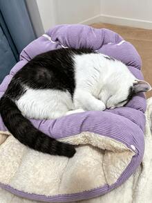 Tempat Tidur Hewan Peliharaan Konvertibel 2-in-1, Luar Corduroy + Dalam Plush, Kantung Tidur Kucing, Desain Kancing & Resleting, Sarang Anak Kucing & Anjing Multi-Gaya, Rumah Hewan Peliharaan Kucing & Anjing Kecil Dalam Ruangan yang Lembut & Hangat, Tersedia Berbagai Warna, Cocok untuk Istirahat Harian di Rumah - MultiWarna - View 8