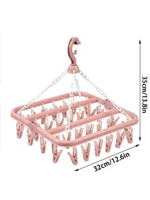 1pc Baby Drying Rack, 32 Clips Foldable Hanging Drying Rack, Baby Storage, Baby Socks & Underwear Drying Rack, Space-Saving Hanger, Baby Gift - Multicolor - View 10