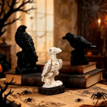 New Halloween Mini Skeleton Crow Decor Ghost Festival Witch Props Home Ornament Resin Craft - Multicolor - View 4