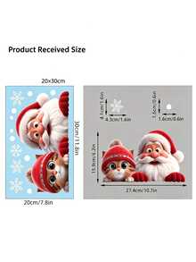 1pc Delightful Christmas Window Clings With Static Adhesion Double Sided Xmas Glass Decals For Homemakers And Retailers Removable Santa Window Stickers For Glass Door Showcase Display Holiday Glass Decals Home Room Decor Christmas Window Decals - Multiple Styles - View 4