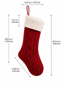 1pc Custom Embroidered Color Block Christmas Stocking, Knitted Xmas Hanging Sock With Personalized Text, 4 Color Options, Fireplace Mantel Home Decor, Unique Holiday Gift For Household Members, Seasonal Wall Hanging Ornament - Multicolor - View 13