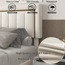 5FT Double Bed, Ottoman Bed With Hydraulic Storage & Headboard - Beige King - View 8