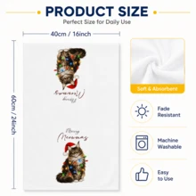2/4/6pcs Christmas Theme Cat Bathroom Towel Set, Bathroom Set, Merry Meowmas Kitten Hand Towel, Bathroom Decor & Accessories, Kitchen Decor & Accessories, Christmas Gift - Multicolor - View 8