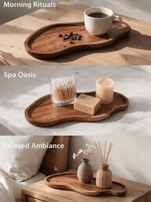 High-Quality Wooden Tray - Serving Plate, Dessert Plate, Dish, Cheese Plate, Snack Plate, Plate, Decorative Tray - Sturdy Solid Wood Construction, Specially Designed For Tea And Fruit Display - Sushi, Salad, Appetizer And Tabletop Centerpiece, Fashionable Wooden Tray, Add Style To Room Decor, Bedroom Decor, Kitchen Accessory - View 5