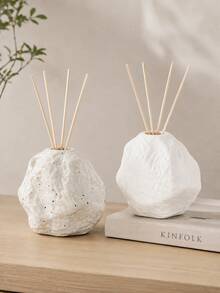 Wabi-Sabi Style Asymmetrical Rock-Shaped Rattan Aromatherapy Bottle, Textured Stone-Like Fragrance Oil Container, Empty Diffuser Vase, Suitable For Home Bedroom Bathroom Desktop Decoration, Minimalist Housewarming Gift - Wabi-sabi Rock Diffuser Bottle - View 13