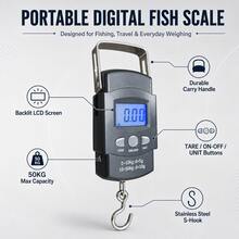 1pc Electronic Hanging Scale 110lbs/50kg Luggage & Fish Weighing Scale - Black - View 8