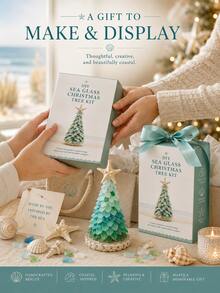 One Piece Of Sea Glass Christmas Tree Series Set, Handmade Desktop Sea Glass Art, DIY Holiday Decoration, Sea Glass Christmas Tree Making Kit, Creative Gift, Suitable For Adults, Sea Glass Halloween Christmas Tree Making Kit, Holiday Desktop Ornament. - Multiple Styles - View 8