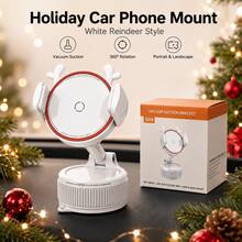 1pc G69 Reindeer Shaped Car Phone Holder, Vacuum Suction Cup Dashboard And Windshield Mount, 360° Rotatable And Foldable Smartphone Stand, Adjustable Side Clamps, Supports Vertical And Horizontal Viewing, Car Desktop Rear Screen Holder, Black/White Holiday Car Accessory, Suitable As Christmas And Halloween Gift For Female Drivers - Multicolor - View 7