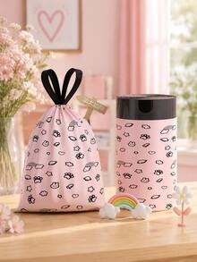 50pcs Cute Pattern Drawstring Garbage Bag, Super Thick Anti-Leakage And Tear-Resistant, With Easy-Pull Handle, Sealed Anti-Odor Heavy-Duty Disposable Trash Can Liner, Suitable For Bedroom, Kitchen, Bathroom, Office - Multiple Styles - View 1