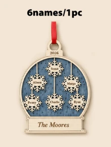 Custom Christmas Snowflake Ornament, Personalized Tree Hanging Decor, Elegant Holiday Keepsake, Customized 2-6 Names Xmas Pendant For Home Party Decor, Customizable Gift For Family, Christmas Tree Decoration, Christmas Gift 2026, Living Room Decor - Style F - View 10