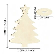Unpainted Wooden Laser Engraved Star Christmas Tree Shaped Wooden Pieces, Christmas Tree Shaped Wooden Crafts For Painting And Coloring, Home Decor, Holiday Decoration, With Holes For Hanging - A - View 10