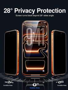 CASECOPS 5片裝 9D 鋼化玻璃防窺螢幕保護貼，相容 iPhone 18 Pro Max/18 Pro/17 Pro Max/17 Pro/17 Air/17/17e/16 Pro Max/16 Pro/16e/15 Pro Max/14/13 Mini/12/11/X 全系列手機，全螢幕覆蓋，完美支援動態島功能，防窺、9H 硬度、防刮、防震、防摔、觸感順滑、防指紋，必備日常手機保護配件 - 5片 - 查看 3