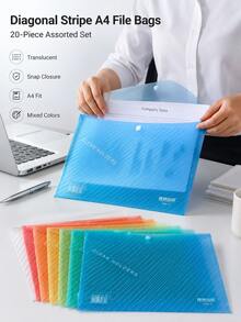 20pcs A4 Transparent Plastic Document Bags, Thickened Waterproof Snap Button File Pouches, Large Capacity Exam Paper Organizer Folders For Students, Office Supplies, School Supplies & Contract Storage - Multiple Options Available - View 3