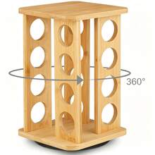 Bamboo 360° Rotating Spice Rack With 12 Glass Spice Jars, Rotatable Base Design, 3‑Tier 4‑Sided Layout, Spice Organizer For Kitchen Counter, Spice Sorting & Easy Rotating Access - Random Color - View 8
