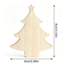 Unpainted Wooden Laser Engraved Star Christmas Tree Shaped Wooden Pieces, Christmas Tree Shaped Wooden Crafts For Painting And Coloring, Home Decor, Holiday Decoration, With Holes For Hanging - A - View 13