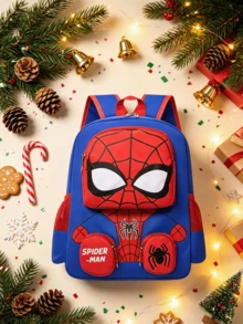asmodee Marvel Super Hero Dual Style Casual Backpack Set, Captain America Shield & Spider-Man Embossed Daily Use Bag, Adjustable Thick Breathable Shoulder Straps - Multicolor - View 2