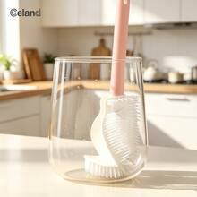 1pc 360° All-Round No Dead Angle Silicone Cleaning Brush With Foldable Head - Long Handle, Reusable Bottle And Cup Brush, For Kitchen And Home Use, Multi-Function Brush, Cup Brush - Multicolor - View 2