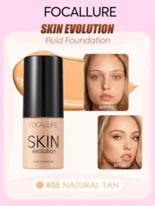 FOCALLURE 31g SPF15+PA SKIN EVOLUTION 液態粉底液，全遮瑕、遮瑕、校色、毛孔模糊、長效控油、保濕、自然霧面妝效、防水彩妝 - #05 NATURAL TAN - 查看 1