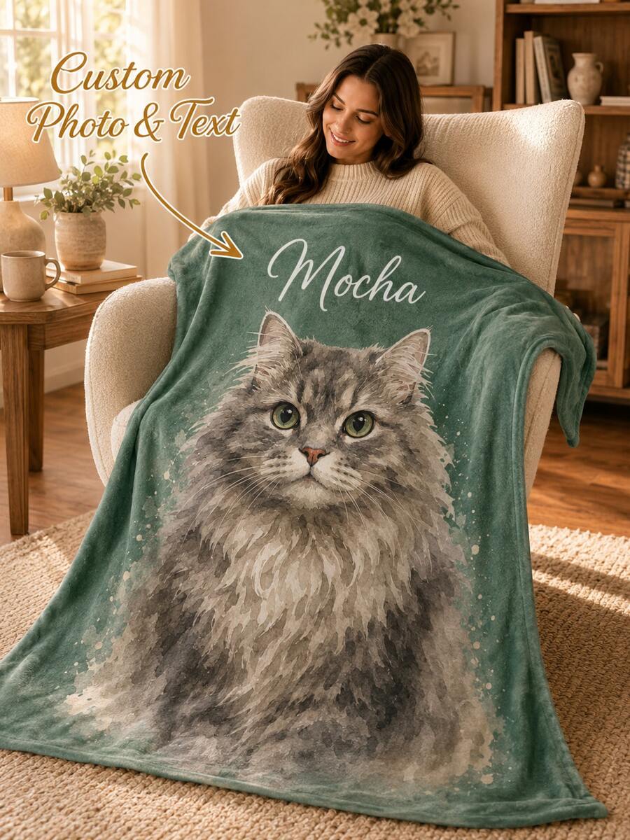 Customized Photo Blanket, Personalized Pet Photo Blanket, Personalized Photo Blanket, Family Photo, Pet Photo, Couple Photo Customized Blanket, Family Photo, Pet Photo, Couple Photo Customized, Mother's Day, Father's Day, Valentine's Day, Office Nap Blanket - Multicolor - View 1