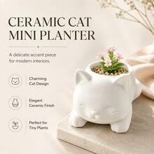 1pc 3D Printed White Bohemian Style Cute Cat Planter, Lightweight Multi-Purpose Synthetic Resin Shatterproof Flower Pot, Indoor & Outdoor Home Decor - Cat - View 5