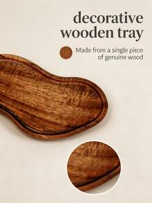 High-Quality Wooden Tray - Serving Plate, Dessert Plate, Dish, Cheese Plate, Snack Plate, Plate, Decorative Tray - Sturdy Solid Wood Construction, Specially Designed For Tea And Fruit Display - Sushi, Salad, Appetizer And Tabletop Centerpiece, Fashionable Wooden Tray, Add Style To Room Decor, Bedroom Decor, Kitchen Accessory - View 6