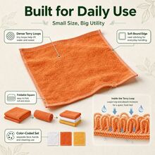 6/12/24 Pack Wash Cloth, 10x10Inch Highly Absorbent And Soft Feel Fingertip Towels, Machine Washable Washcloths For Bathroom, Gym, Hotel, Spa And Kitchen, Multicolor - Yellow + White - View 6