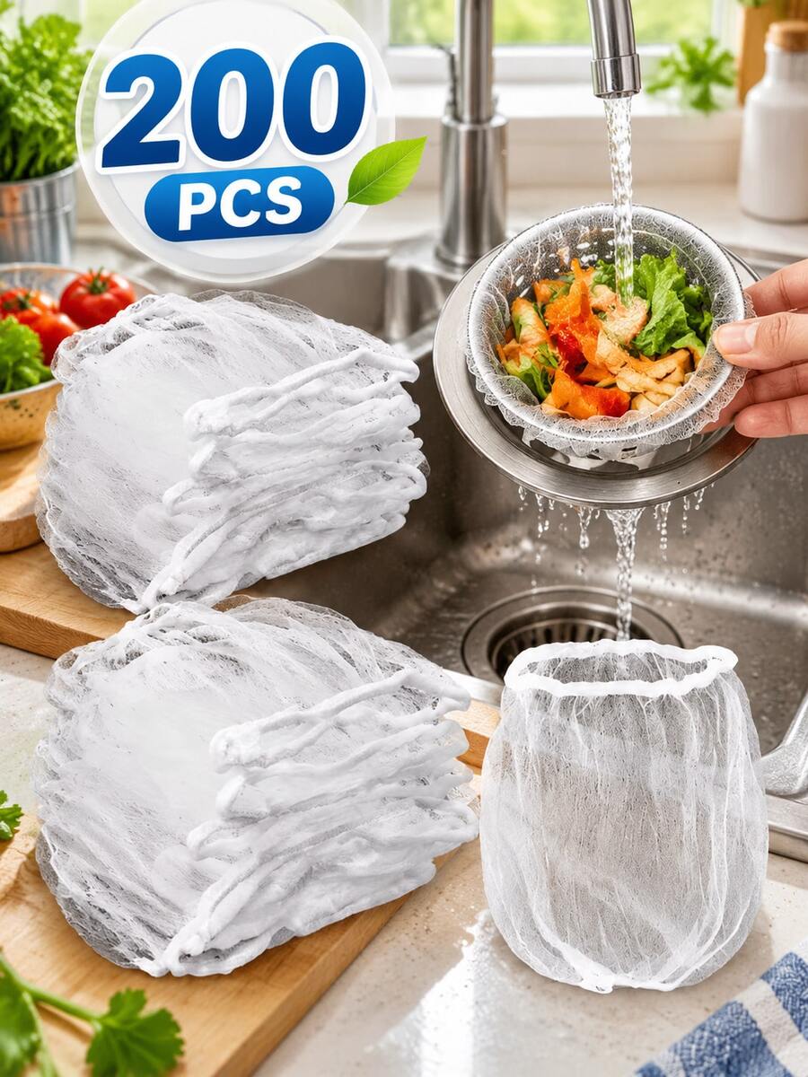200pcs Replacement Filter Mesh, Suitable For Kitchen Sink Strainer And Drain Sieve, Anti-Clogging Fine Mesh, Suitable For Washing Vegetables, Durable And Easy To Clean, Suitable For Small Diameter Pipes, Food Filtration Sink Drain Filter