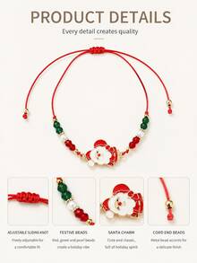 Women's Colorful Beaded Pendant Bracelet, Evil Eye, Cross, Heart, Flower And Christmas Designs, Fashionable Jewelry Accessory For Daily Wear - Multicolor - View 4